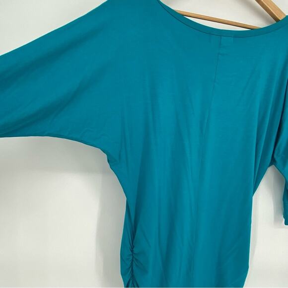 Made by Johnny Tunic Top Medium Rushed Side Costal Made in the USA Aqua - Picture 4 of 8